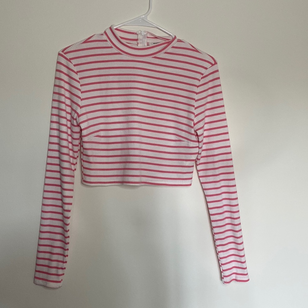 Pink and White Stripe Crop Top